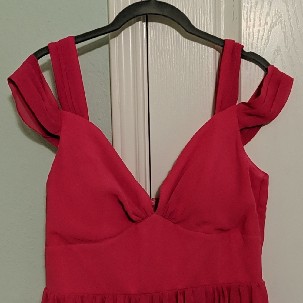 Bright Pink Flowy Dress with Off Shoulder Straps